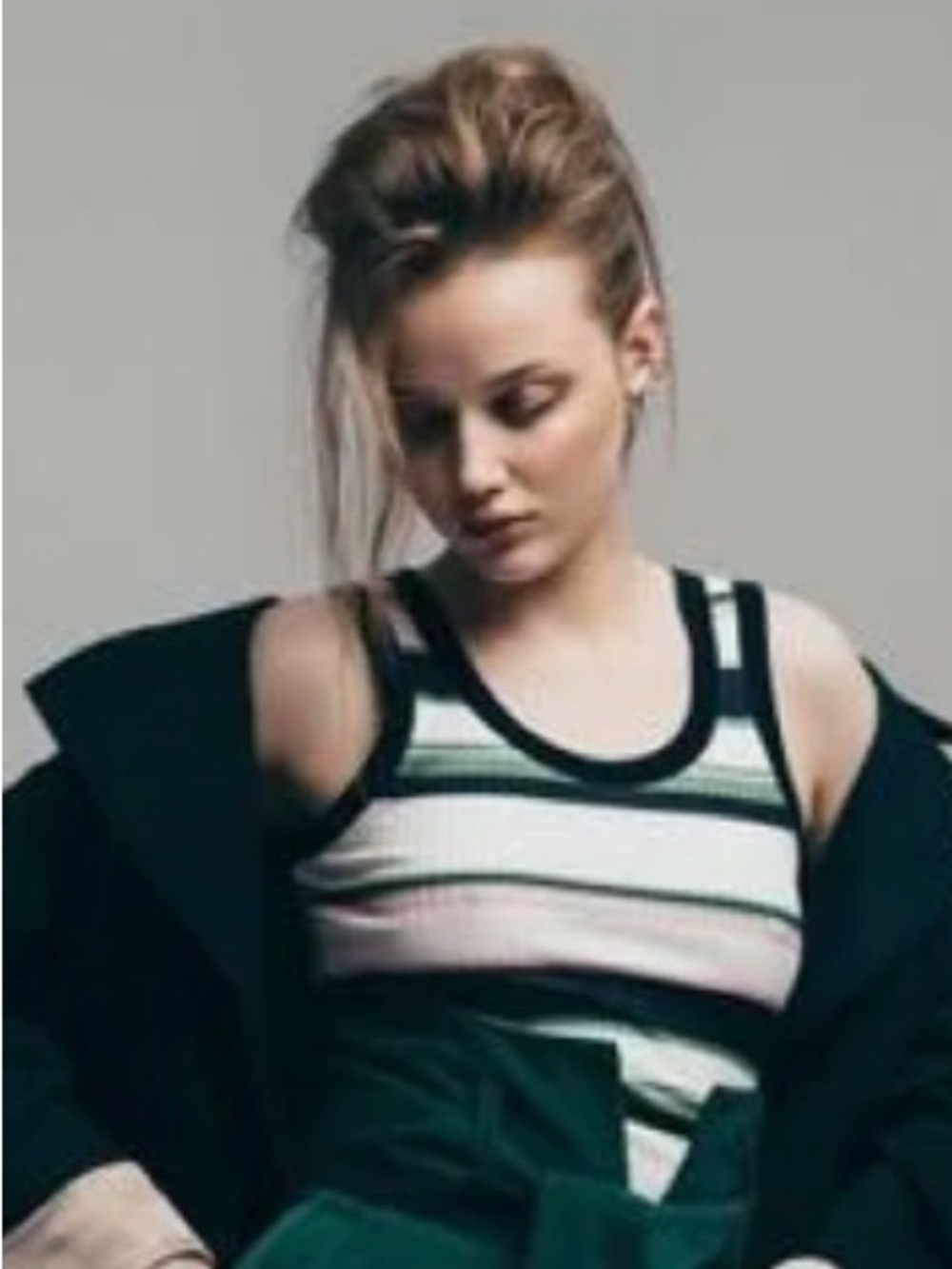 NWT Julia Allert Women’s Striped Ribbed Tank Top White with Green & Pink Stripes